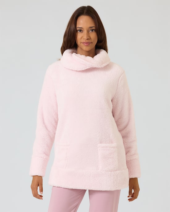 Produktabbildung für Kuschel-Longpullover mit Knopfdetails