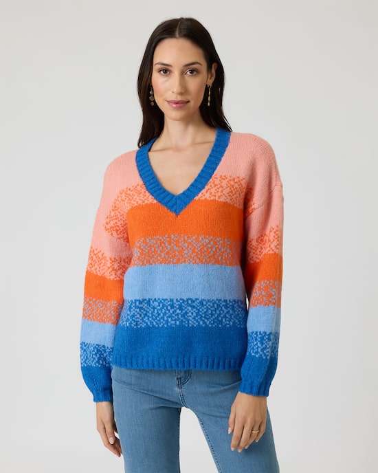 Produktabbildung für Strickpullover mit Color-Streifen