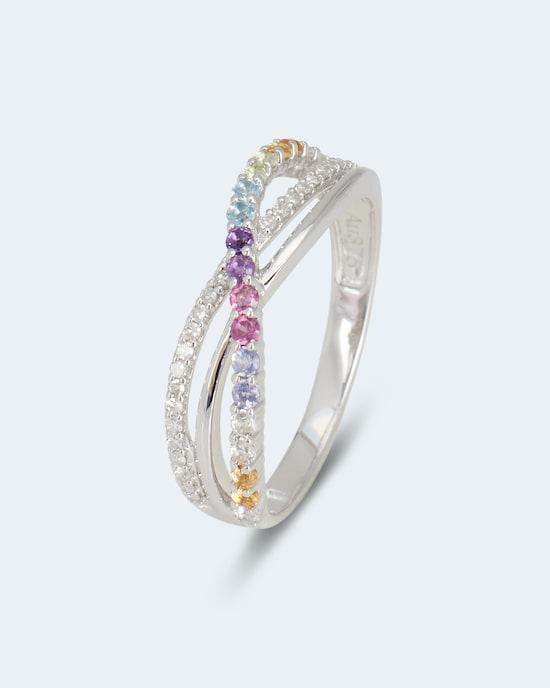 Produktabbildung für Multi-Edelstein-Ring mit Diamant