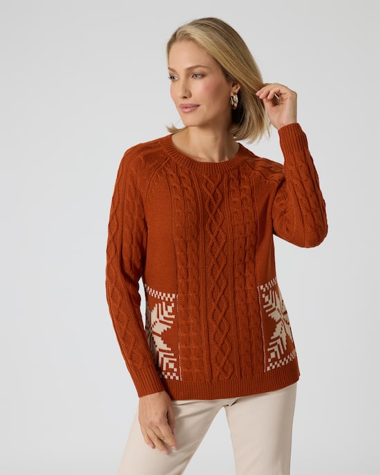 Produktabbildung für Zopf-Strickpullover mit Norwegermuster