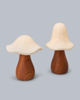 2 LED-Keramikpilze im Holzdesign