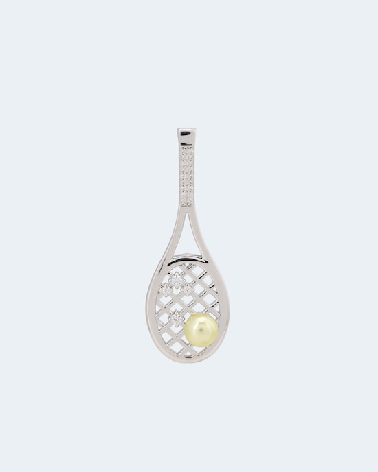 Produktabbildung für Anhänger "Tennisschläger" mit Zirkonia & MK-Perle 6 mm