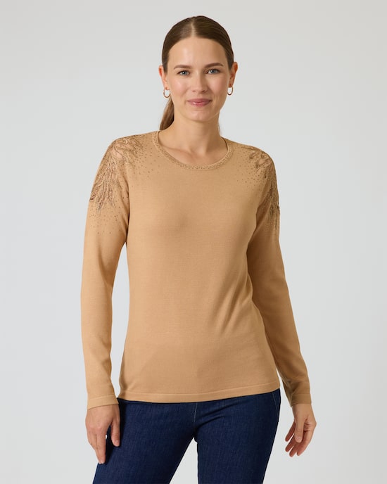 Produktabbildung für Glow Pullover mit floraler Stickerei