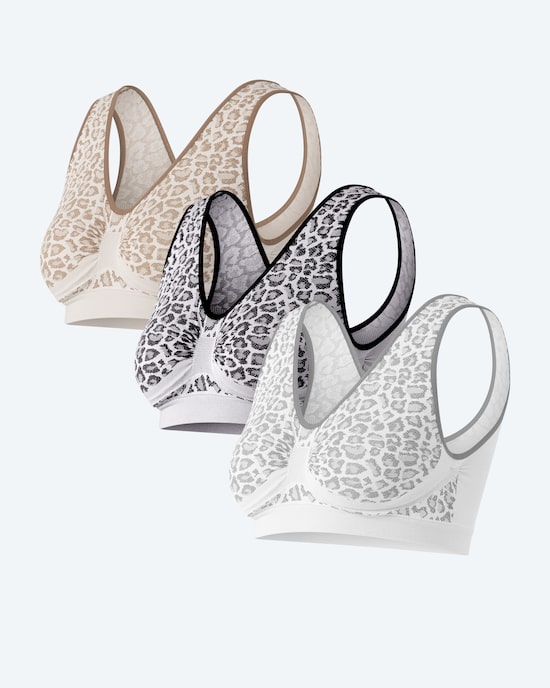 Produktabbildung für Seamless Bra "Leopard", 3er Pack