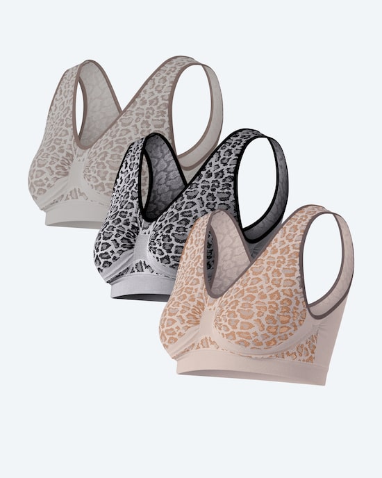 Produktabbildung für Seamless Bra "Leopard", 3er Pack