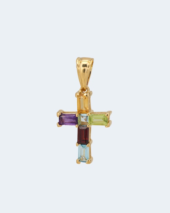 Produktabbildung für Kreuz-Anhänger Multi-Edelstein