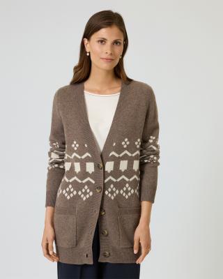 Longcardigan mit Norwegermuster