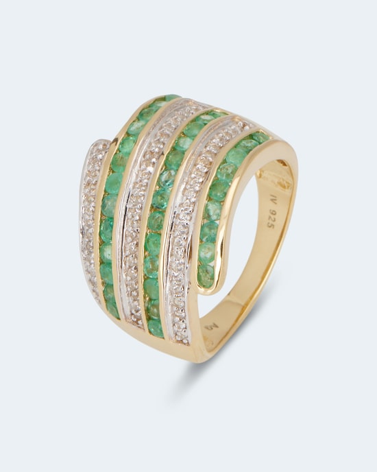 Produktabbildung für Ring mit Sambia Smaragd und Zirkon