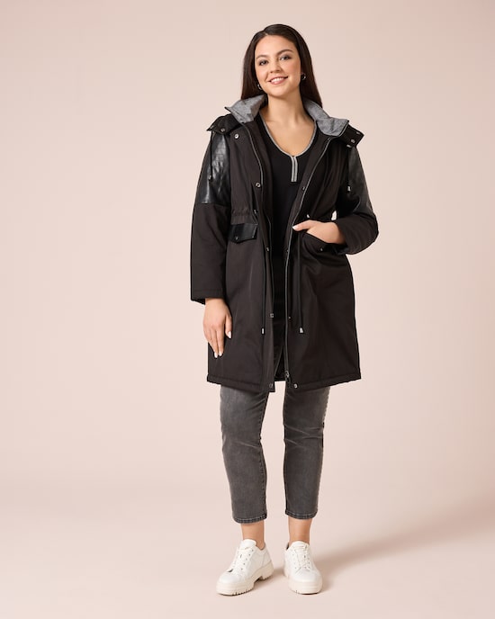 Produktabbildung für Parka mit Fake-Leder-Details