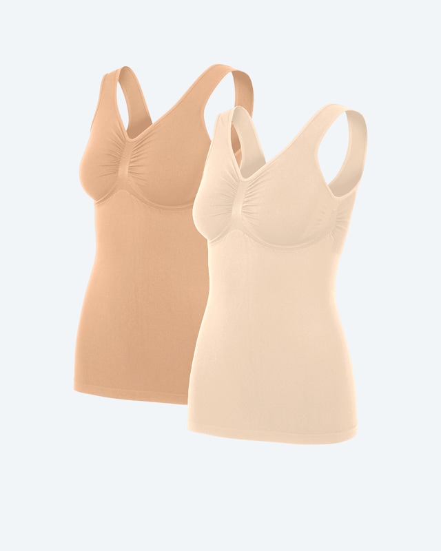Seamless Top mit breiten Trägern, 2er Pack