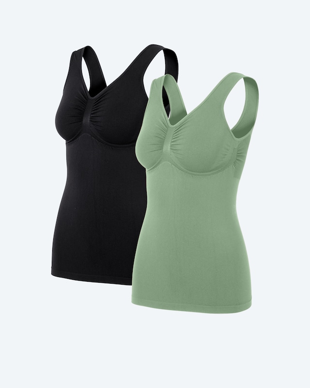 Seamless Top mit breiten Trägern, 2er Pack