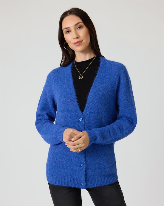 Produktabbildung für Cardigan mit Glanzgarnstreifen