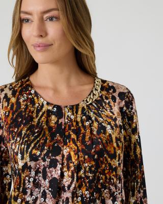 Bluse mit Print und Kettendetail