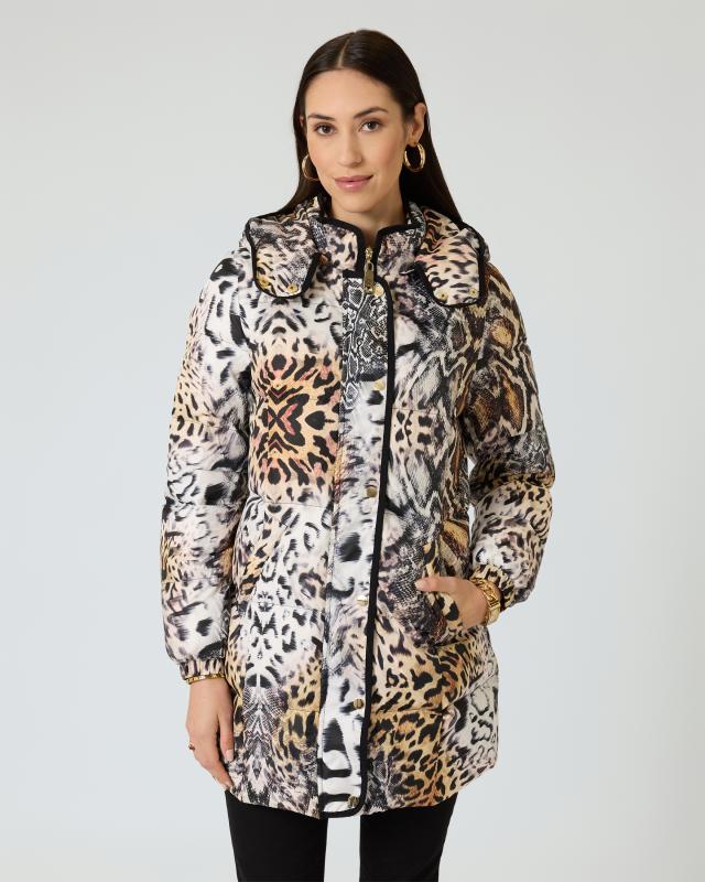 Daunenjacke mit Animal-Print