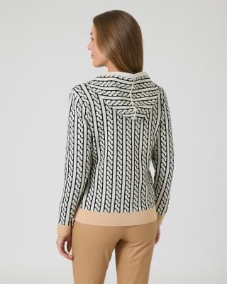 Jacquard-Strickjacke mit Kapuze