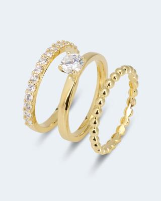 3er Ring-Set mit Zirkonia