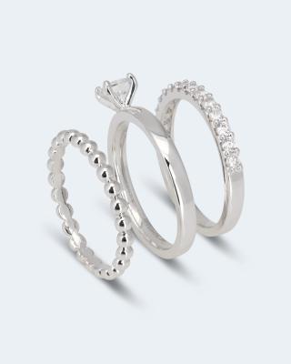 3er Ring-Set mit Zirkonia