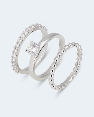 3er Ring-Set mit Zirkonia