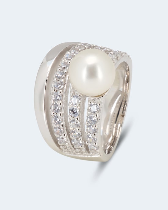 Produktabbildung für Ring mit MK-Perle 8 mm und Zirkonia