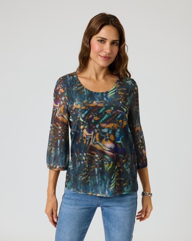 Shirt mit Mesh & Print