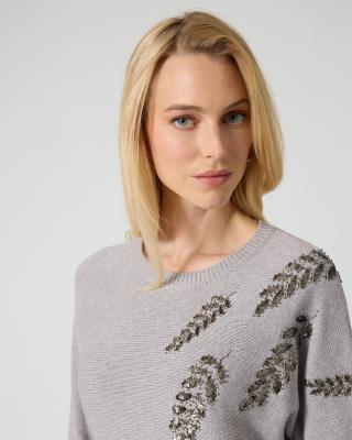 Pullover mit Blätterstickerei