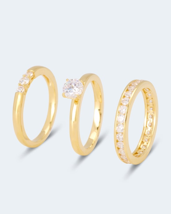 Produktabbildung für Ring-Set mit Zirkonia, 3tlg.