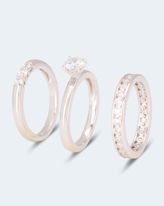 Produktabbildung für Ring-Set mit Zirkonia, 3tlg.