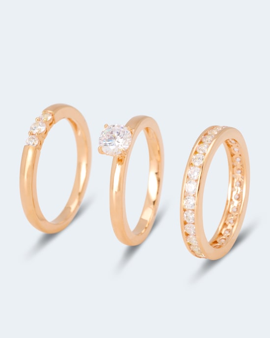 Produktabbildung für Ring-Set mit Zirkonia, 3tlg.