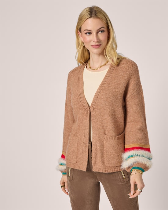 Produktabbildung für Strickjacke mit Kontrastbündchen