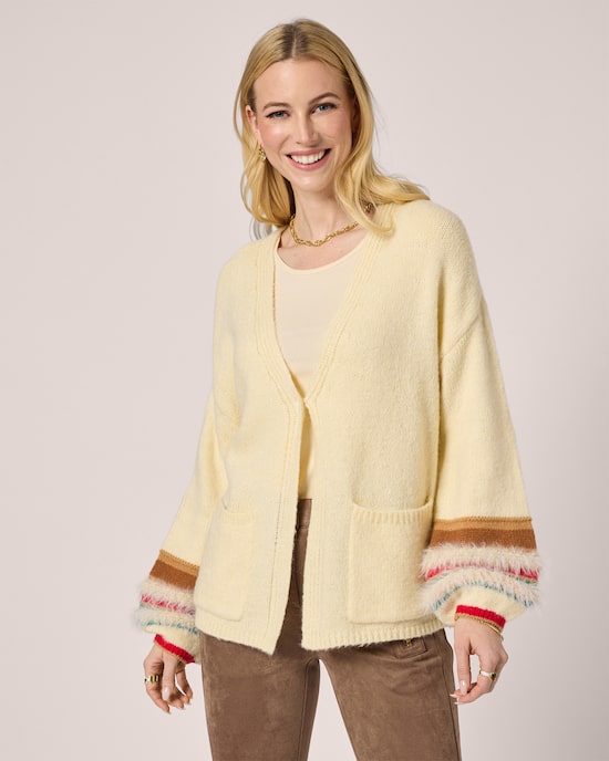 Produktabbildung für Strickjacke mit Kontrastbündchen