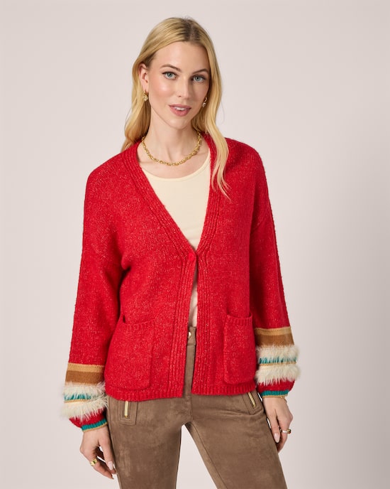 Produktabbildung für Strickjacke mit Kontrastbündchen