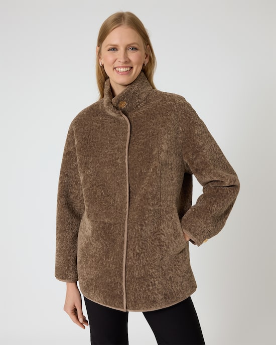 Produktabbildung für Webpelzjacke mit Stehkragen