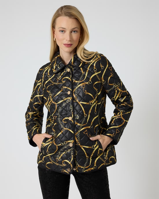 Produktabbildung für Steppjacke mit Gürtel- und Kettendruck