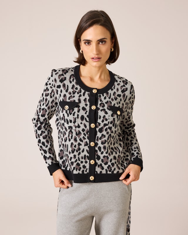 Strickcardigan mit Leomuster