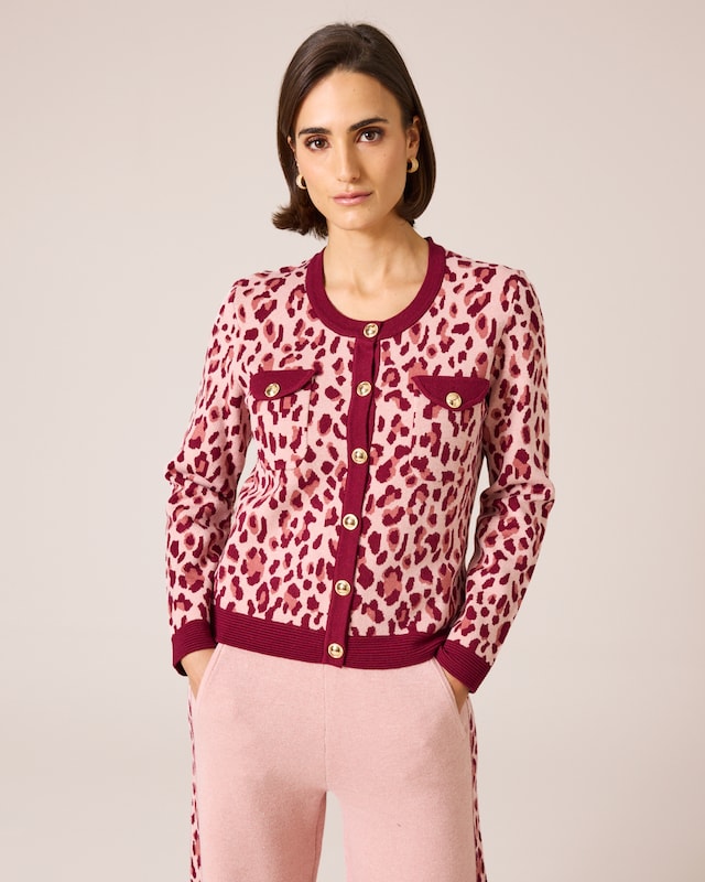 Strickcardigan mit Leomuster