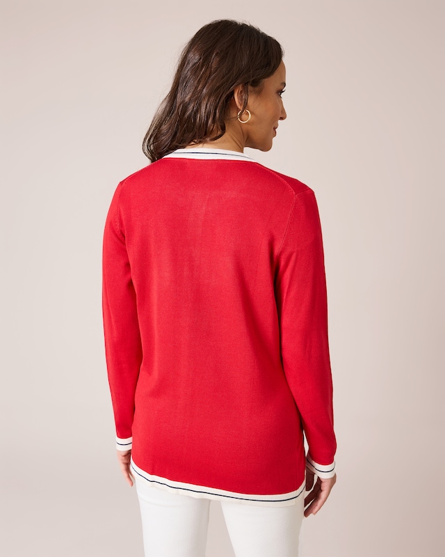 Twinset mit Kontrast-Details