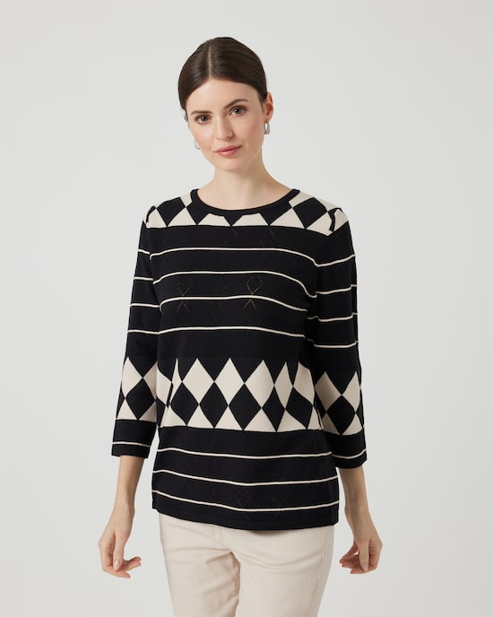 Produktabbildung für Strickpullover mit Ajour-Rautenmuster