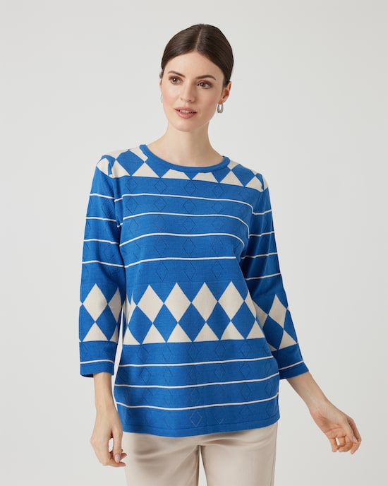 Produktabbildung für Strickpullover mit Ajour-Rautenmuster