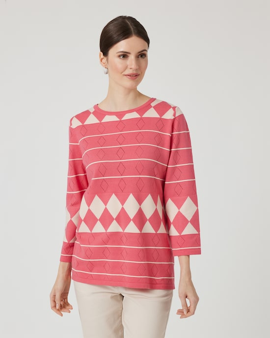 Produktabbildung für Strickpullover mit Ajour-Rautenmuster