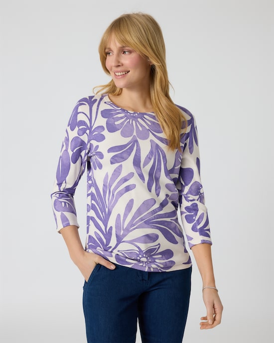 Produktabbildung für Pullover mit großem Blumen-Druck