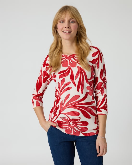 Produktabbildung für Pullover mit großem Blumen-Druck