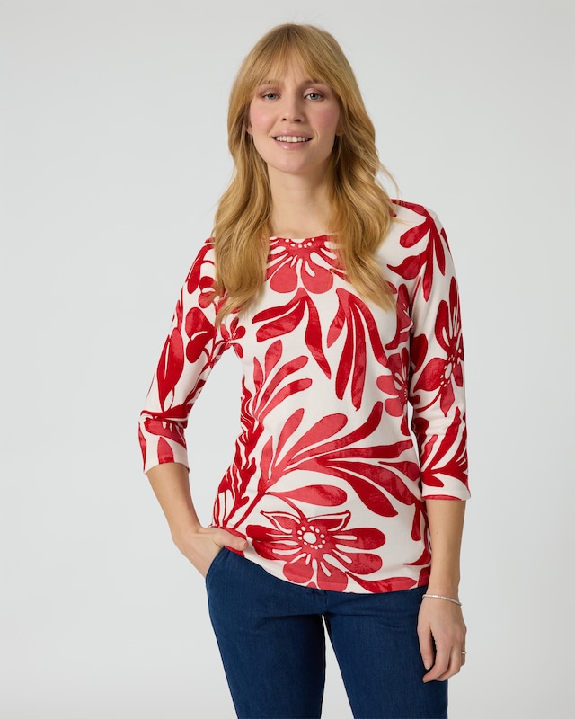 Pullover mit großem Blumen-Druck