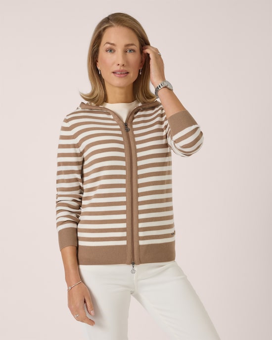 Produktabbildung für Kapuzen-Strickjacke mit Streifen