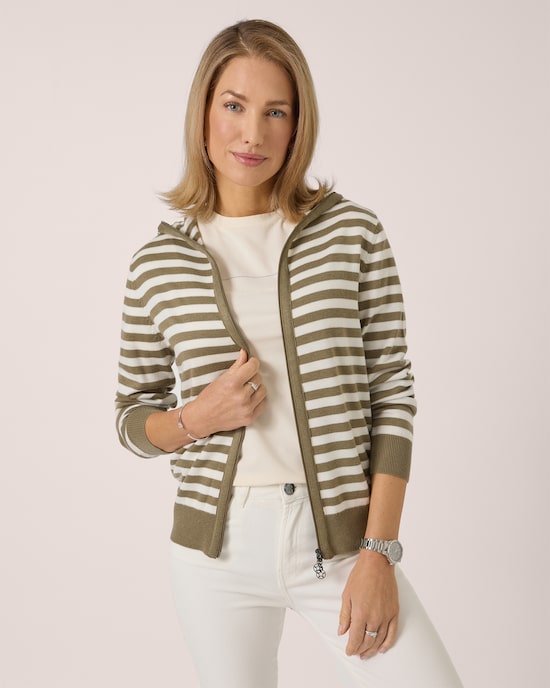 Produktabbildung für Kapuzen-Strickjacke mit Streifen