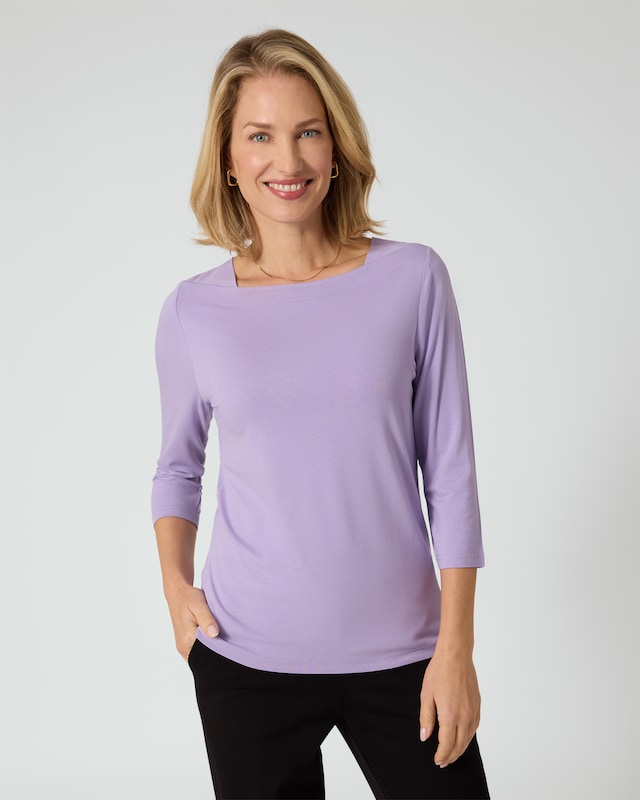 Shirt mit U-Boot-Ausschnitt