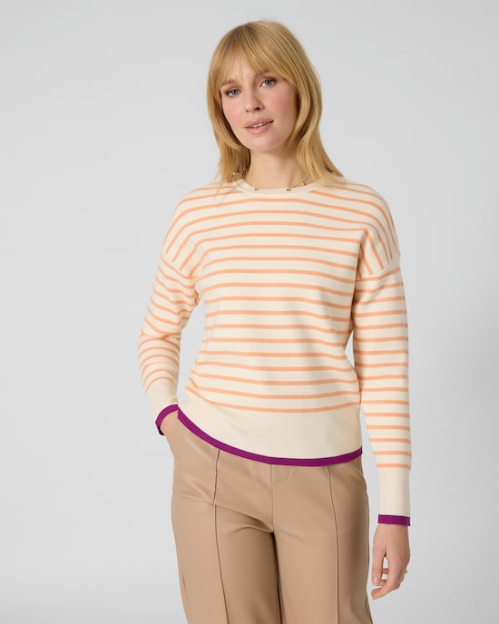 Produktabbildung für Streifenpullover mit Kontrastbündchen