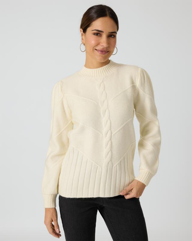 Zopfstrickpullover, unifarben