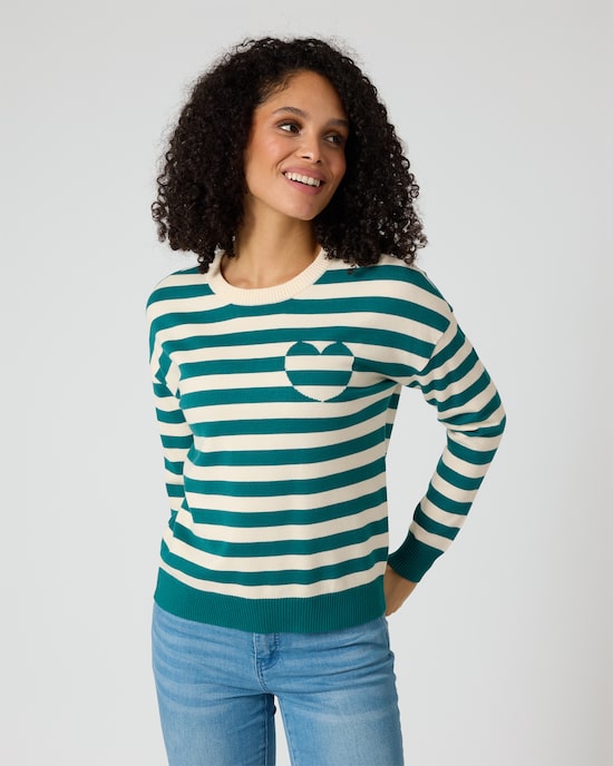 Produktabbildung für Streifenpullover mit Herzdetail
