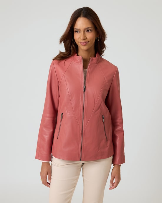 Produktabbildung für Lederjacke mit bedrucktem Futter