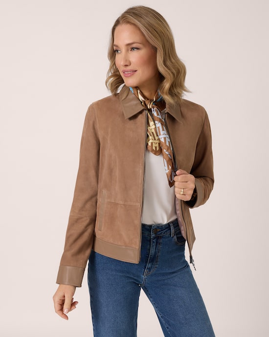 Produktabbildung für Velourslederjacke mit Kragen